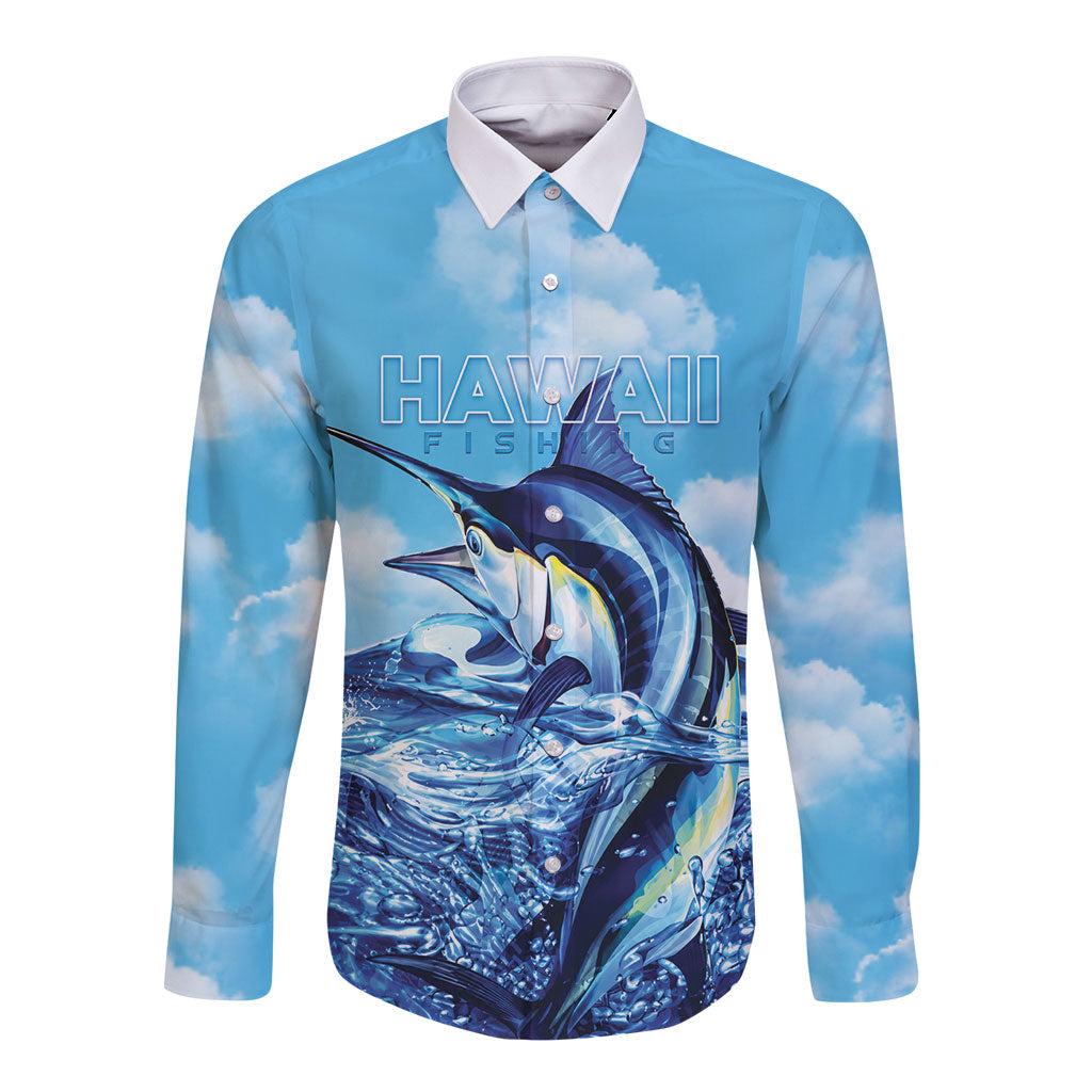 Hawaii Blue Marlin Fishing Long Sleeve Button Shirt