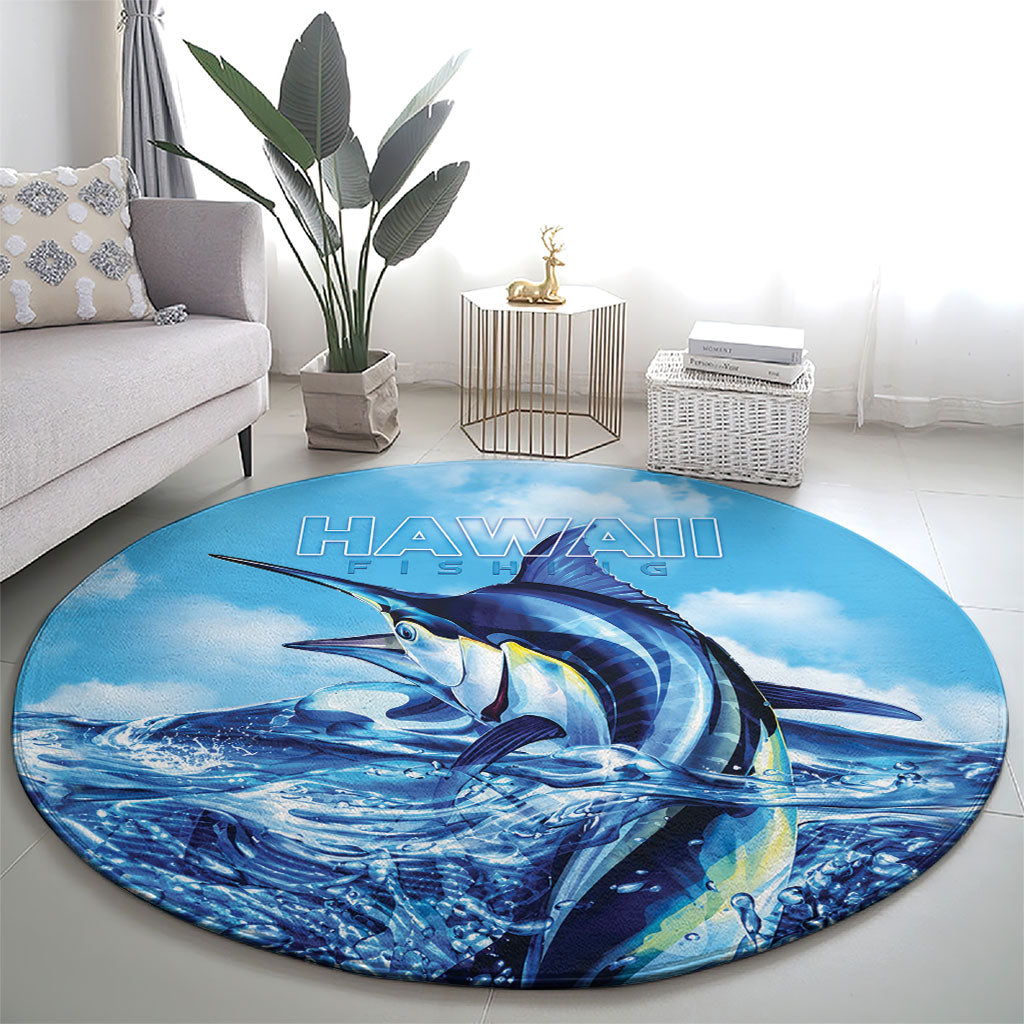 Hawaii Blue Marlin Fishing Round Carpet