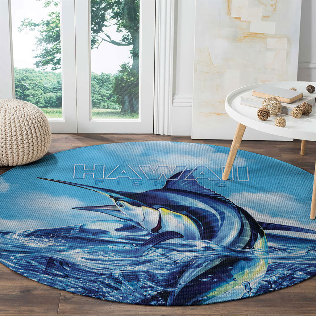 Hawaii Blue Marlin Fishing Round Carpet