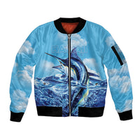 Hawaii Blue Marlin Fishing Sleeve Zip Bomber Jacket