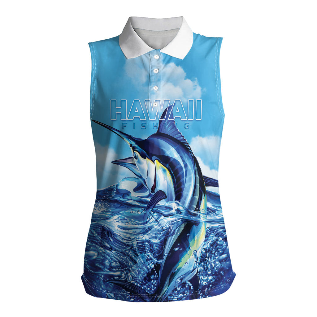 Hawaii Blue Marlin Fishing Women Sleeveless Polo Shirt
