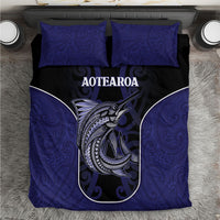 New Zealand Aotearoa Bedding Set Blue Marlin Fishing Maori Pattern