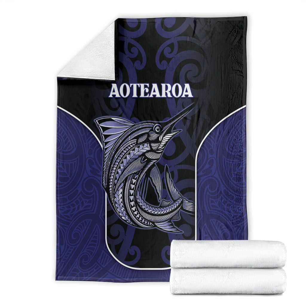 New Zealand Aotearoa Blanket Blue Marlin Fishing Maori Pattern