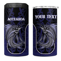 Personalised New Zealand Aotearoa 4 in 1 Can Cooler Tumbler Blue Marlin Fishing Maori Pattern