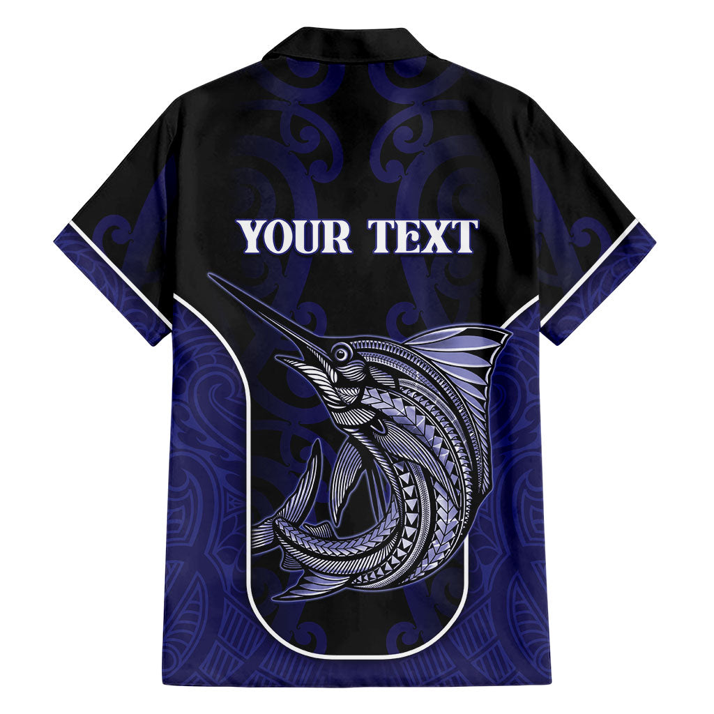 Personalised New Zealand Aotearoa Family Matching Mermaid Dress and Hawaiian Shirt Blue Marlin Fishing Maori Pattern LT05 - Polynesian Pride