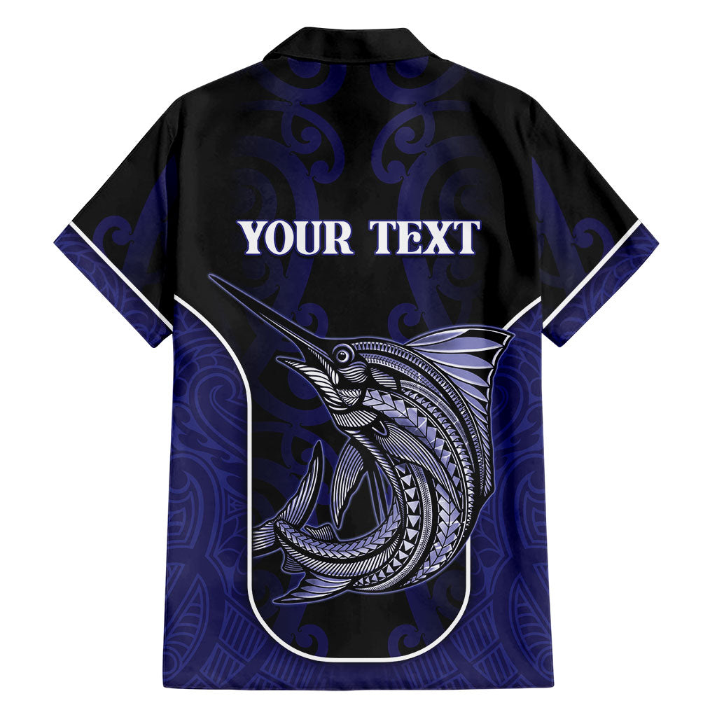 Personalised New Zealand Aotearoa Family Matching Puletasi and Hawaiian Shirt Blue Marlin Fishing Maori Pattern LT05 - Polynesian Pride