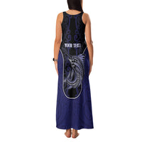 Personalised New Zealand Aotearoa Family Matching Tank Maxi Dress and Hawaiian Shirt Blue Marlin Fishing Maori Pattern LT05 - Polynesian Pride