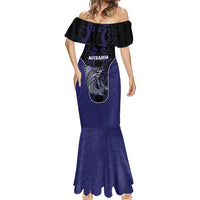Personalised New Zealand Aotearoa Mermaid Dress Blue Marlin Fishing Maori Pattern