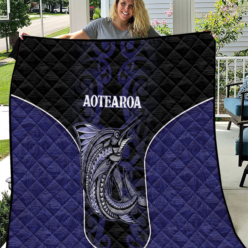 New Zealand Aotearoa Quilt Blue Marlin Fishing Maori Pattern