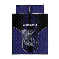 New Zealand Aotearoa Quilt Bed Set Blue Marlin Fishing Maori Pattern