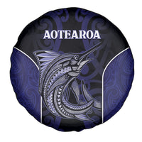 New Zealand Aotearoa Spare Tire Cover Blue Marlin Fishing Maori Pattern