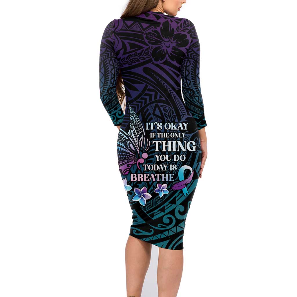 Polynesia Suicide Prevention Awareness Family Matching Long Sleeve Bodycon Dress and Hawaiian Shirt Keep Going The World Needs You
