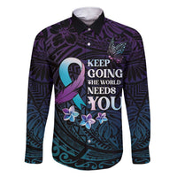 Polynesia Suicide Prevention Awareness Family Matching Short Sleeve Bodycon Dress and Hawaiian Shirt Keep Going The World Needs You