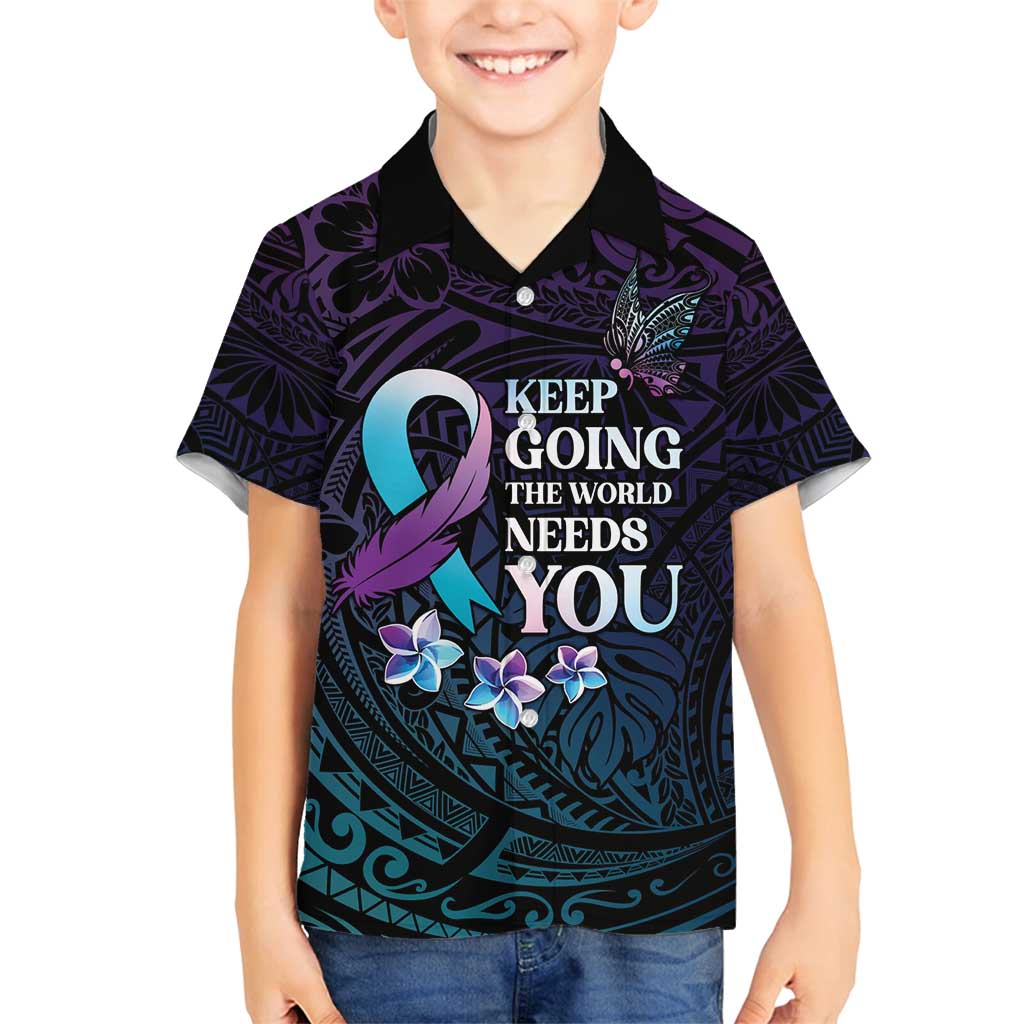 Polynesia Suicide Prevention Awareness Family Matching Summer Maxi Dress and Hawaiian Shirt Keep Going The World Needs You