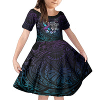 Polynesia Suicide Prevention Awareness Family Matching Tank Maxi Dress and Hawaiian Shirt Keep Going The World Needs You
