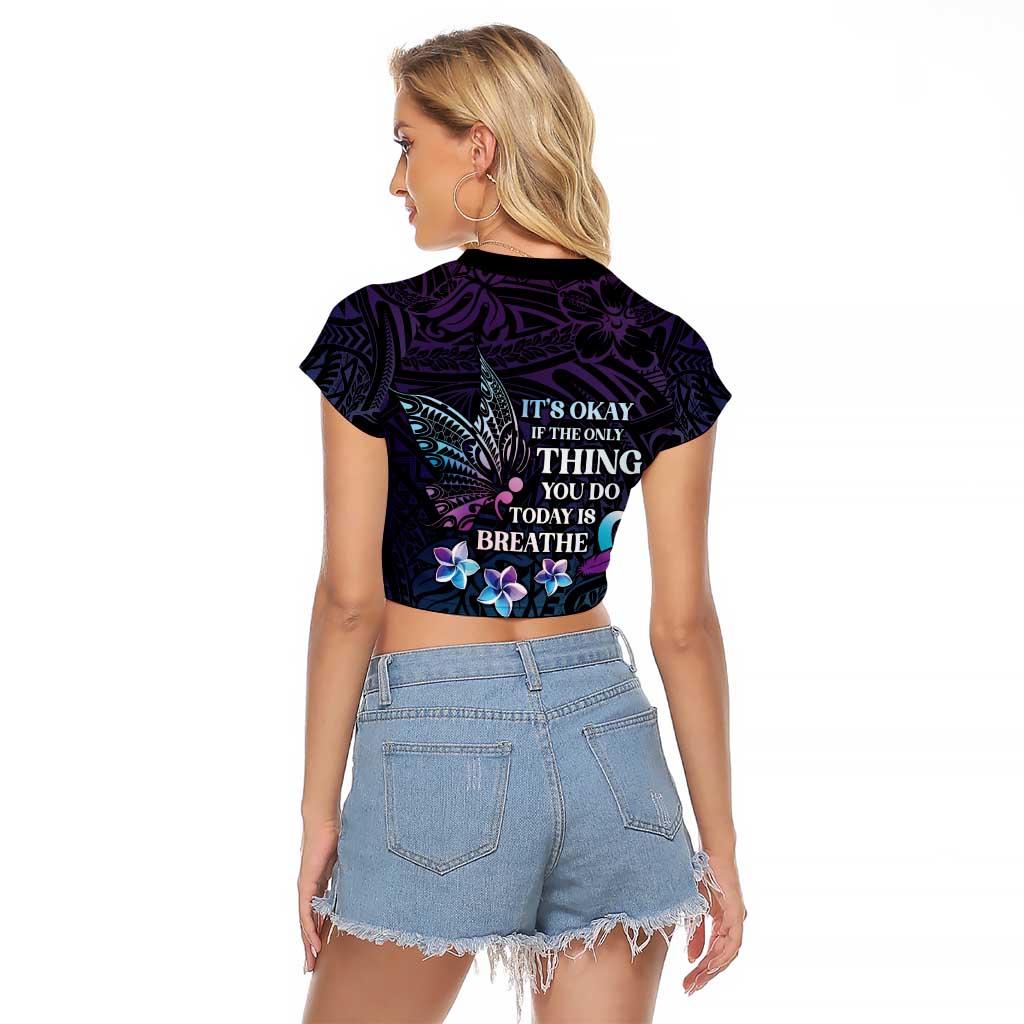 Polynesia Suicide Prevention Awareness Raglan Cropped T Shirt Keep Going The World Needs You