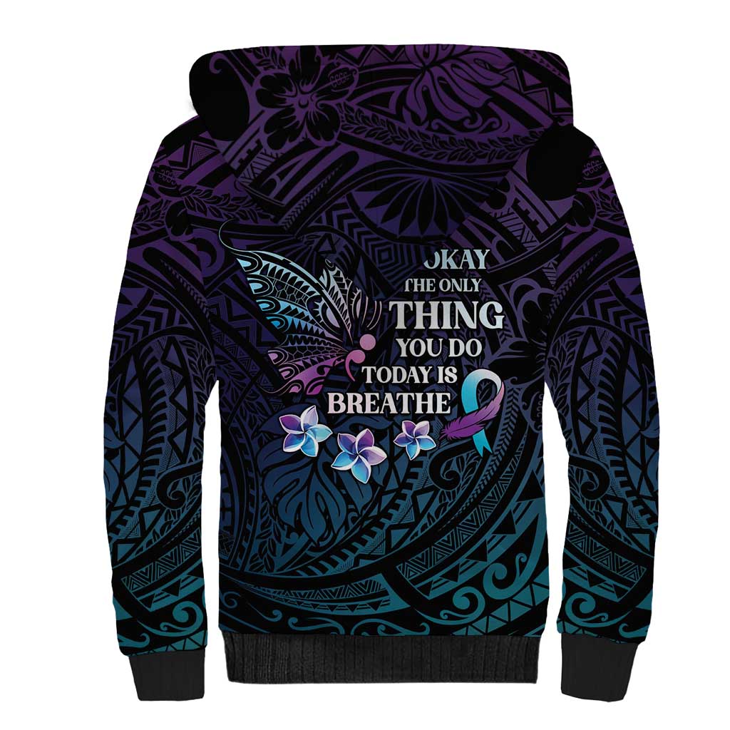 Polynesia Suicide Prevention Awareness Sherpa Hoodie Keep Going The World Needs You