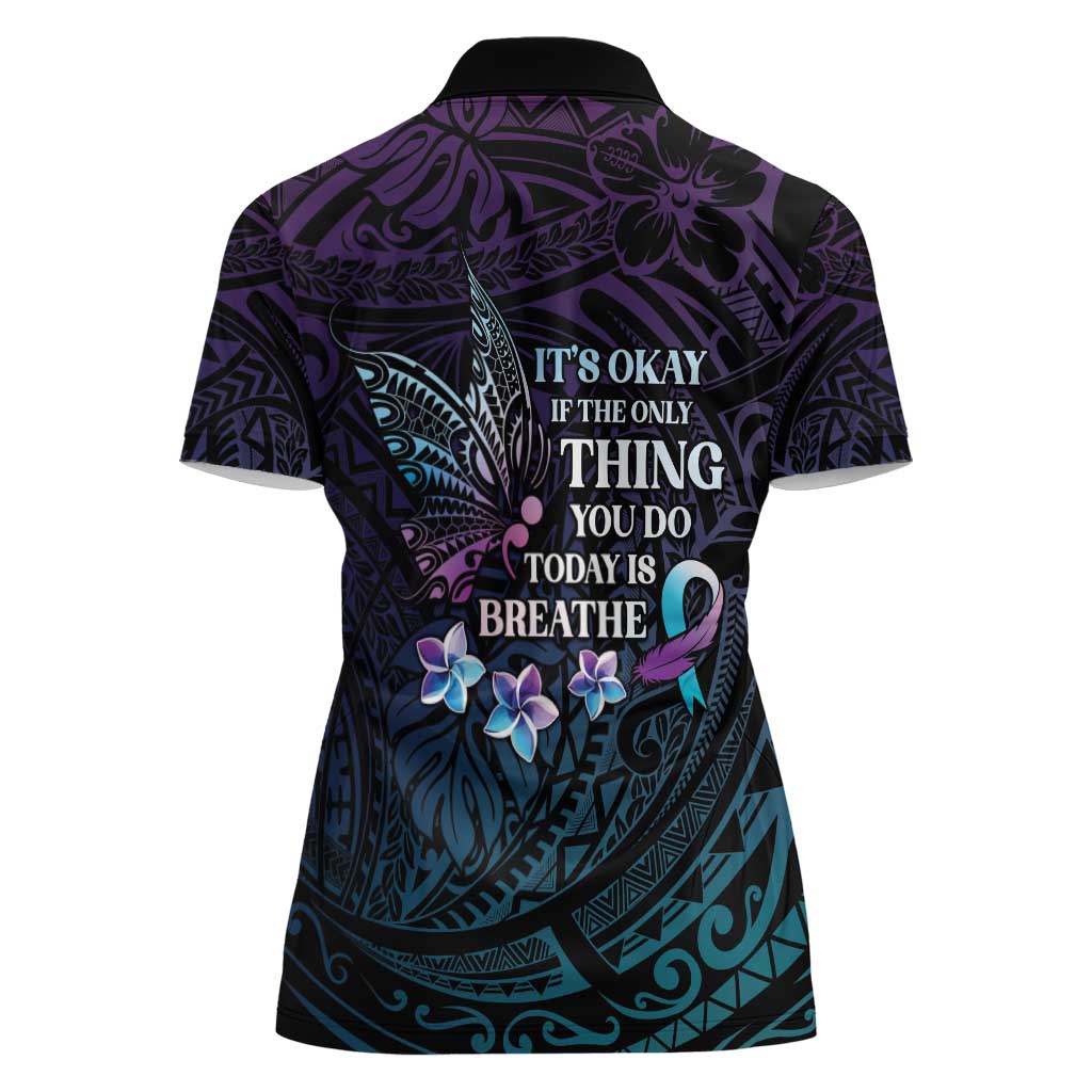 Polynesia Suicide Prevention Awareness Women Polo Shirt Keep Going The World Needs You