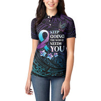 Polynesia Suicide Prevention Awareness Women Polo Shirt Keep Going The World Needs You
