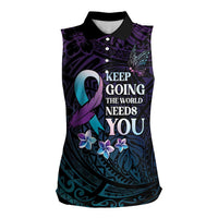 Polynesia Suicide Prevention Awareness Women Sleeveless Polo Shirt Keep Going The World Needs You