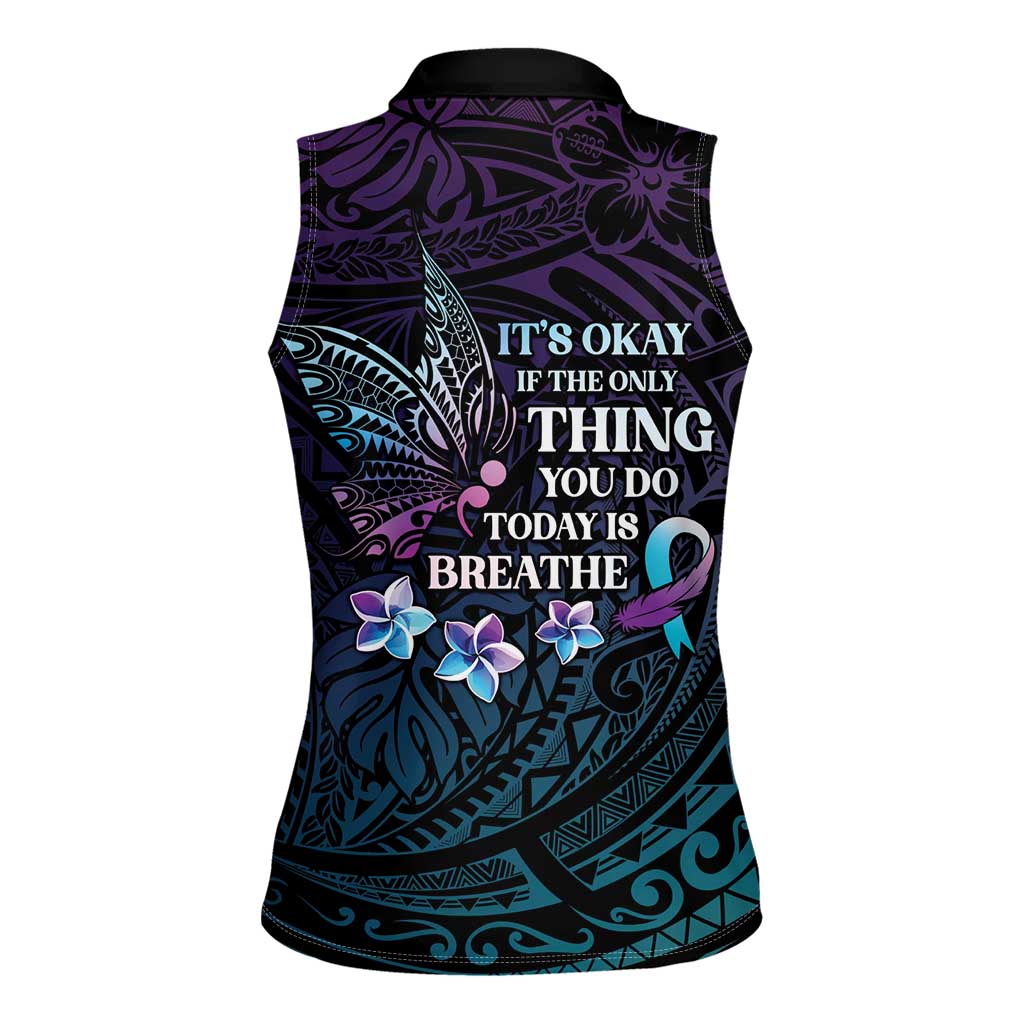 Polynesia Suicide Prevention Awareness Women Sleeveless Polo Shirt Keep Going The World Needs You