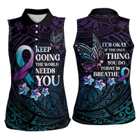 Polynesia Suicide Prevention Awareness Women Sleeveless Polo Shirt Keep Going The World Needs You