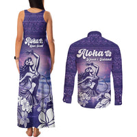 Aloha Hawaii Kauai Island Couples Matching Tank Maxi Dress and Long Sleeve Button Shirt Hula Till You Drop