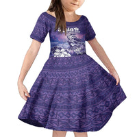 Aloha Hawaii Kauai Island Family Matching Puletasi and Hawaiian Shirt Hula Till You Drop LT05 Daughter's Dress Purple - Polynesian Pride