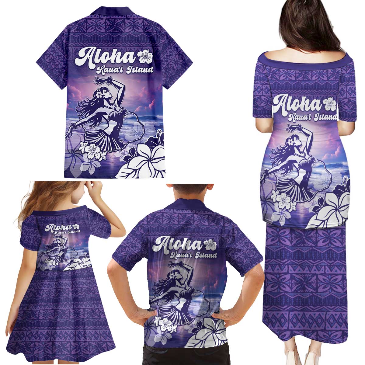 Aloha Hawaii Kauai Island Family Matching Puletasi and Hawaiian Shirt Hula Till You Drop LT05 - Polynesian Pride