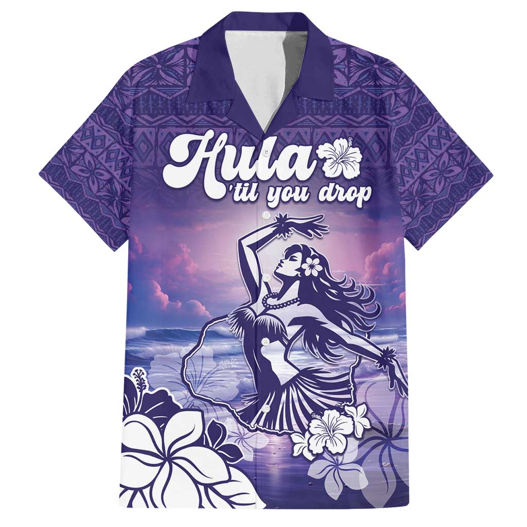 Aloha Hawaii Kauai Island Family Matching Tank Maxi Dress and Hawaiian Shirt Hula Till You Drop LT05 Dad's Shirt - Short Sleeve Purple - Polynesian Pride