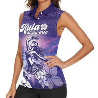 Aloha Hawaii Kauai Island Women Sleeveless Polo Shirt Hula Till You Drop