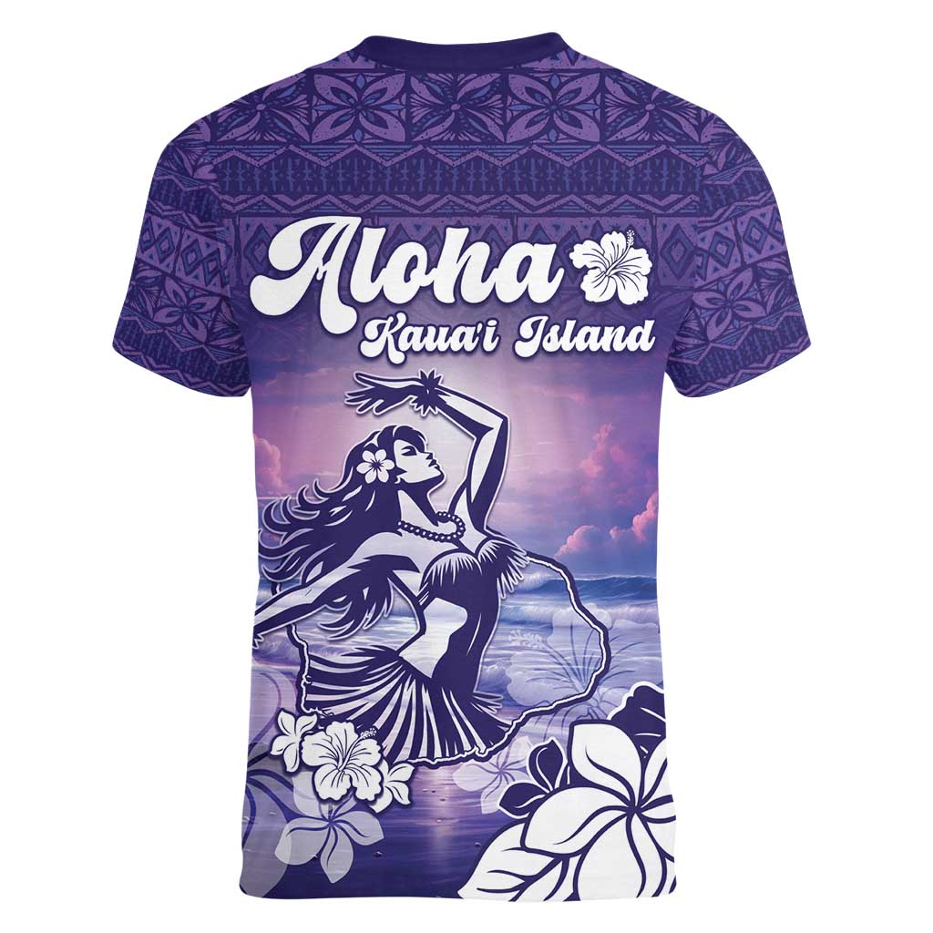 Aloha Hawaii Kauai Island Women V-Neck T-Shirt Hula Till You Drop