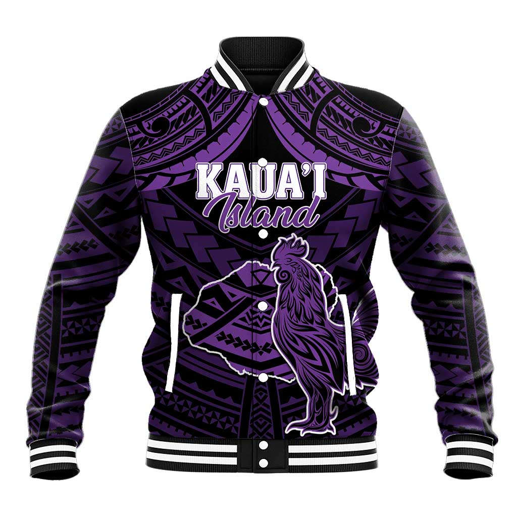 Personalised Hawaii Kauai Island Baseball Jacket Rooster Tribal Tattoo Simple Style