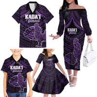 Personalised Hawaii Kauai Island Family Matching Off The Shoulder Long Sleeve Dress and Hawaiian Shirt Rooster Tribal Tattoo Simple Style LT05 - Polynesian Pride