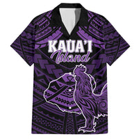 Personalised Hawaii Kauai Island Family Matching Off Shoulder Maxi Dress and Hawaiian Shirt Rooster Tribal Tattoo Simple Style LT05 Dad's Shirt - Short Sleeve Purple - Polynesian Pride