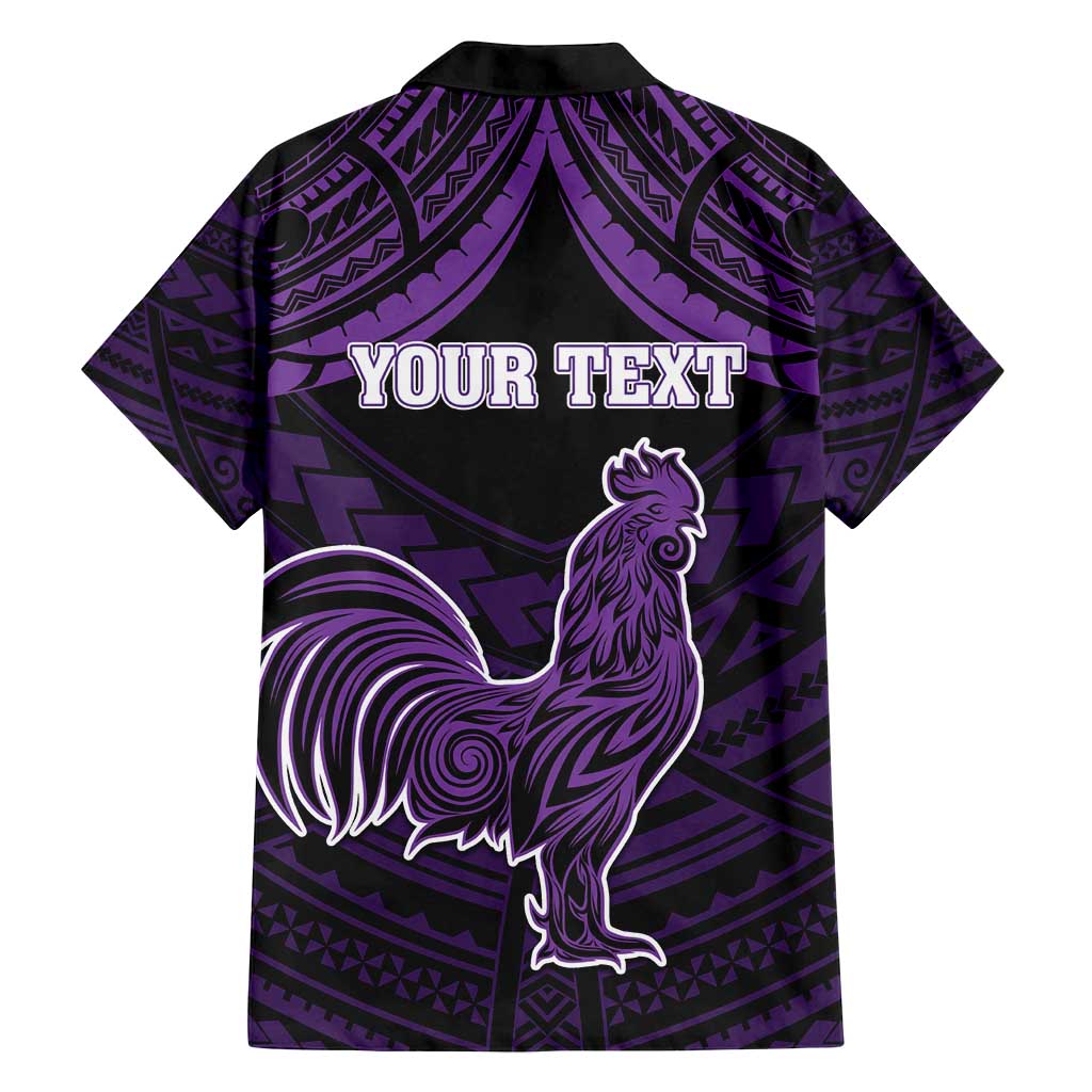 Personalised Hawaii Kauai Island Family Matching Off Shoulder Maxi Dress and Hawaiian Shirt Rooster Tribal Tattoo Simple Style LT05 - Polynesian Pride
