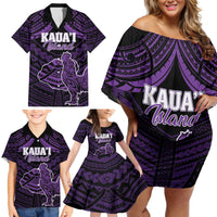 Personalised Hawaii Kauai Island Family Matching Off Shoulder Short Dress and Hawaiian Shirt Rooster Tribal Tattoo Simple Style LT05 - Polynesian Pride