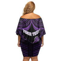 Personalised Hawaii Kauai Island Family Matching Off Shoulder Short Dress and Hawaiian Shirt Rooster Tribal Tattoo Simple Style LT05 - Polynesian Pride