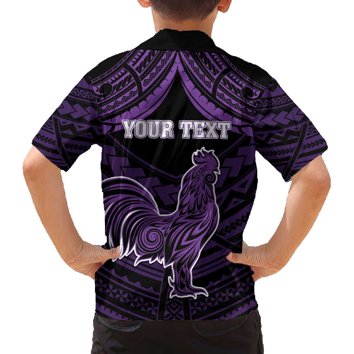 Personalised Hawaii Kauai Island Family Matching Puletasi and Hawaiian Shirt Rooster Tribal Tattoo Simple Style LT05 - Polynesian Pride