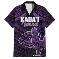 Personalised Hawaii Kauai Island Family Matching Puletasi and Hawaiian Shirt Rooster Tribal Tattoo Simple Style LT05 Dad's Shirt - Short Sleeve Purple - Polynesian Pride