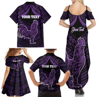 Personalised Hawaii Kauai Island Family Matching Summer Maxi Dress and Hawaiian Shirt Rooster Tribal Tattoo Simple Style LT05 - Polynesian Pride