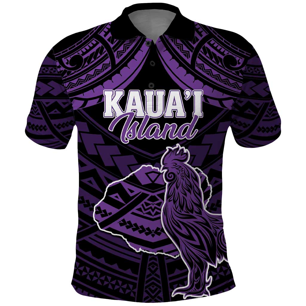 Personalised Hawaii Kauai Island Polo Shirt Rooster Tribal Tattoo Simple Style