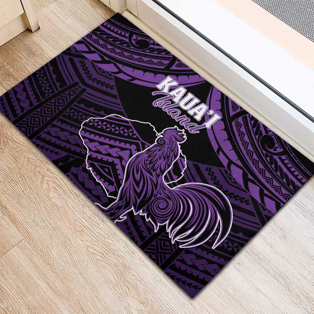 Hawaii Kauai Island Rubber Doormat Rooster Tribal Tattoo Simple Style