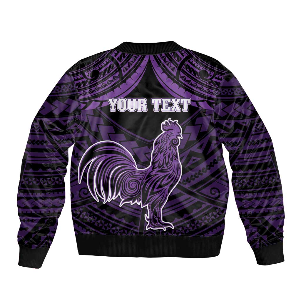 Personalised Hawaii Kauai Island Sleeve Zip Bomber Jacket Rooster Tribal Tattoo Simple Style