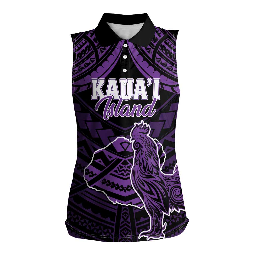Personalised Hawaii Kauai Island Women Sleeveless Polo Shirt Rooster Tribal Tattoo Simple Style