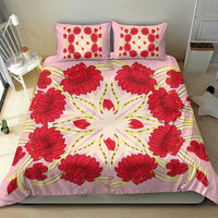Cook Islands Tivaevae Quilt Bedding Set Light Pink - Polynesian Pride