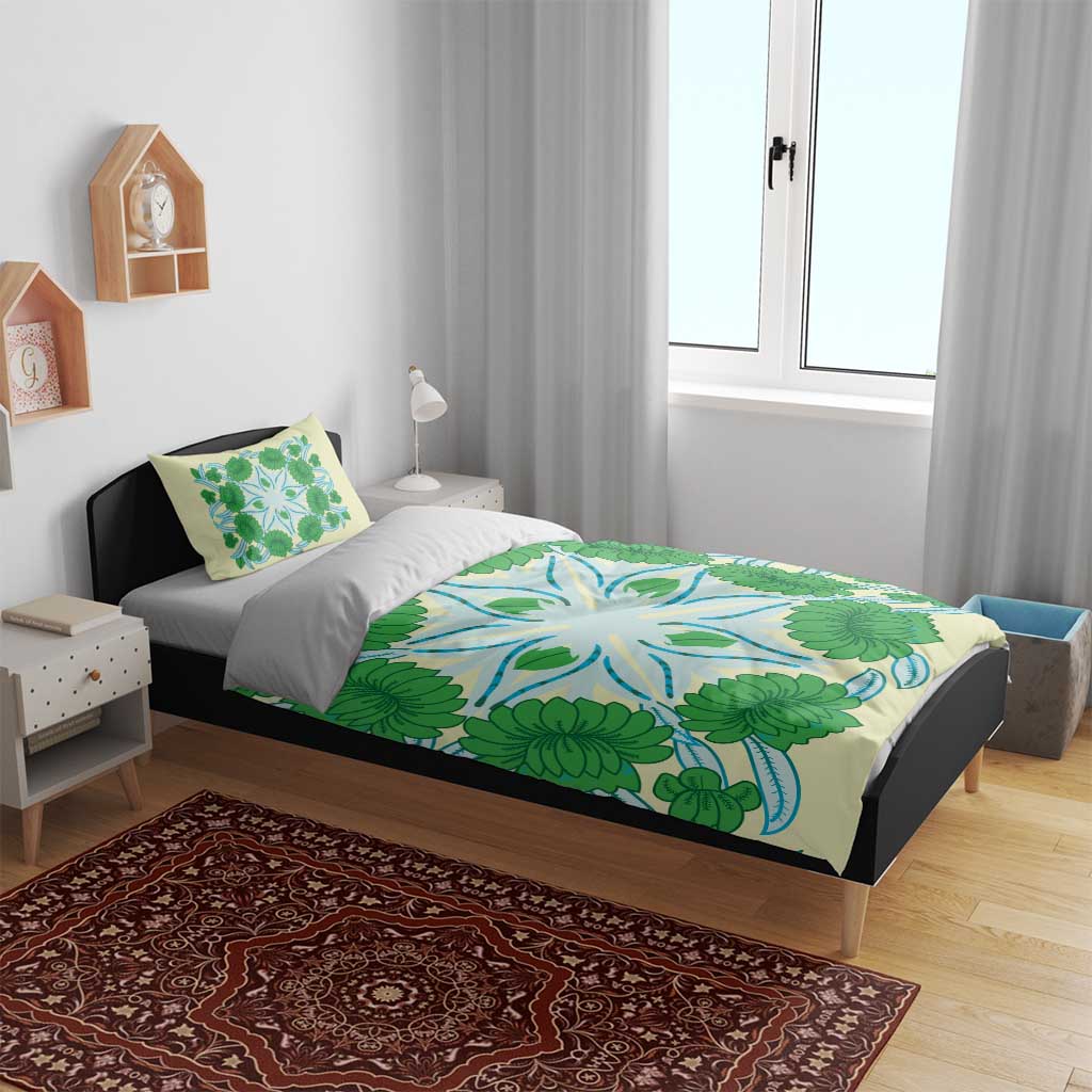 Cook Islands Tivaevae Quilt Bedding Set Beige - Polynesian Pride