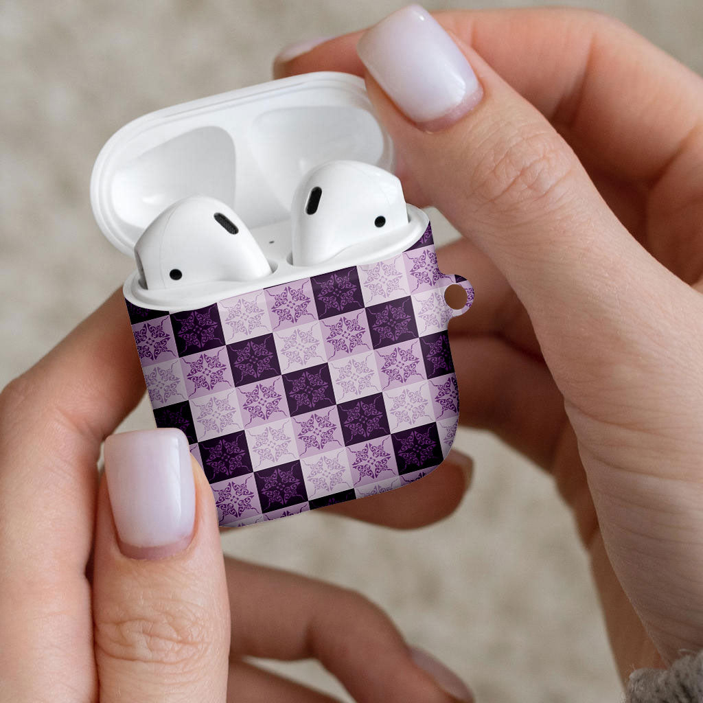 Lavender Manta Ray Hawaiian Quilt Motif AirPods Case