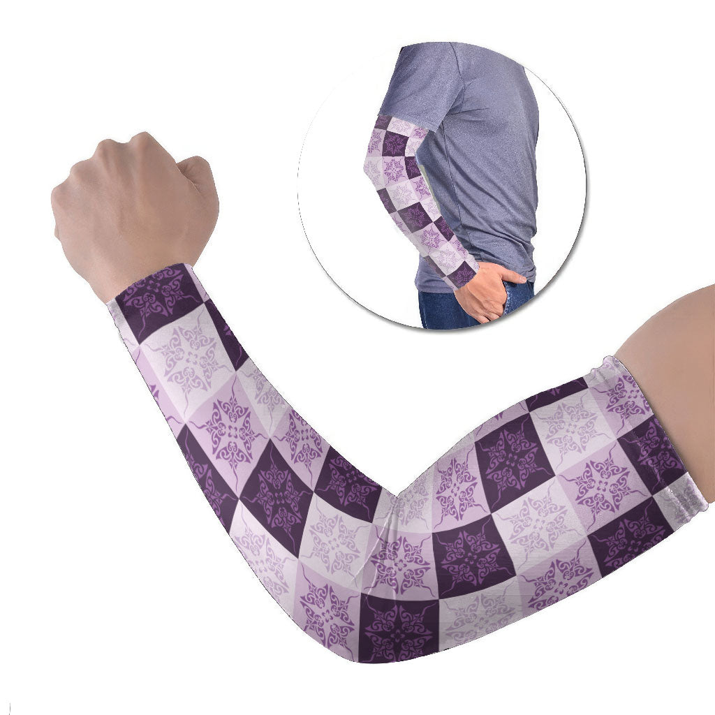 Lavender Manta Ray Hawaiian Quilt Motif Arm Sleeves LT05 Set of 2 Purple - Polynesian Pride