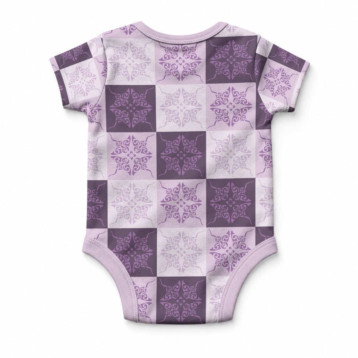 Lavender Manta Ray Hawaiian Quilt Motif Baby Onesie LT05 - Polynesian Pride